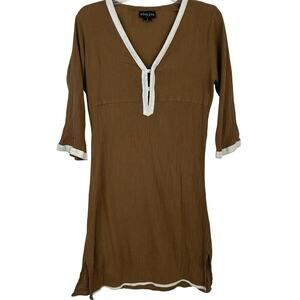 ATHLETA Women Swim Beach Pool Cover Up Dress Vacation Brown Boho Size Small